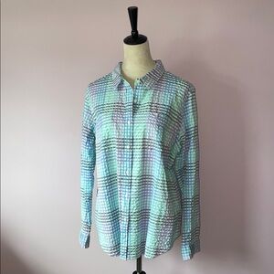 L.L. Bean Blue and Green Plaid Button Down Shirt